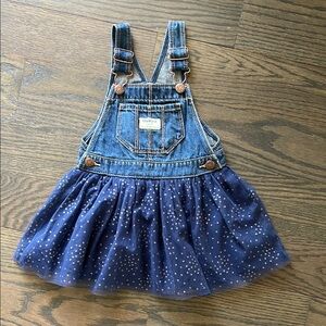 OshKosh B'gosh Blue Denim Tulle Skirt Overalls